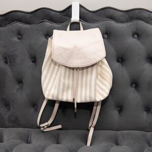 Kate Spade Mini Backpack Canvas white and Taupe Stripes Leather Top Closure